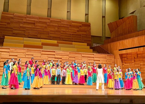 MBS Choir members performing in 2026 Singapore Youth Festival